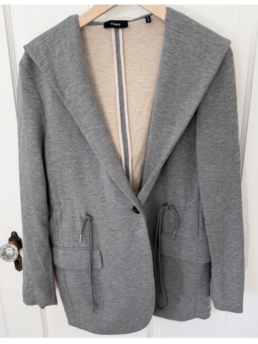 Theory Gray Open-Front Hooded Blazer - Picture 3 of 6